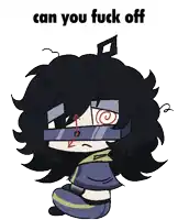 a drawing of a person with the words " can you fuck off " on it