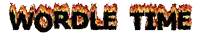 the word " wordle time " is written in flames on a white background