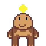 a pixel art of a monkey standing next to a yellow star .