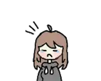 a drawing of a girl with brown hair and a gray sweater is crying .