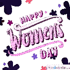 a greeting card for women 's day with purple flowers