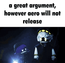 a great argument however aero will not release is written on a white background