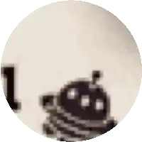 a pixelated image of a cartoon character in a circle with the letter l in the background .