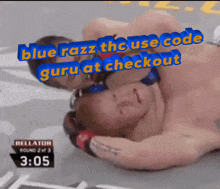 blue razz the house code guru at checkout is displayed on a boxing match