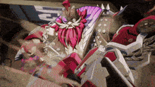 a cartoon character with a beard and red hair has a purple hat with spikes