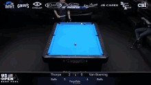 a pool table with a blue cloth and the word diamond on it