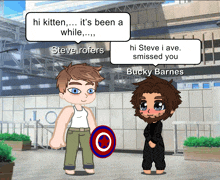 a cartoon of steve rofers and bucky barnes