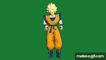 goku from dragon ball z is dancing on a green screen