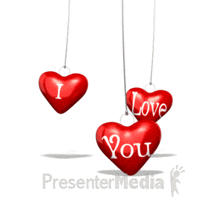 three red hearts that say i love you are hanging from a string
