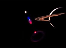 the planet saturn is surrounded by rings and a star