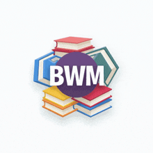a logo for bwjm selamat menjadi m1 with fireworks