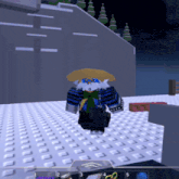 a screenshot of a video game shows a character with a hat and a sword