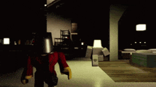 a computer generated image of a room with a few boxes on the floor