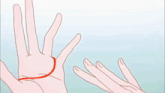 a couple of anime characters are tied together with red string