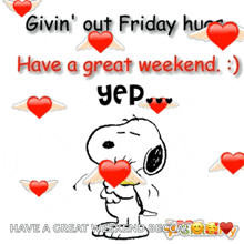 Giving Out Friday Hugs Have A Great Weekend GIF