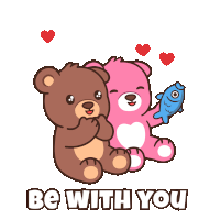two teddy bears hugging each other with the words be with you