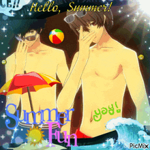 a picture of two boys with the words summer fun written on their chests