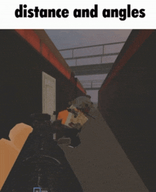 a video game with the words distance and angles on it