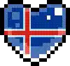 a pixel art of a heart with the flag of iceland on it .
