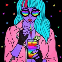 neon cool pyschodelic bright colors drink
