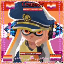 a picture of a cartoon character with the words lesbian on it