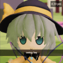 a screenshot of a video game character with the time 4:20 pm