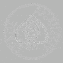 a spade with an anarchy symbol on it