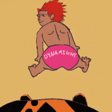 a cartoon of a man with red hair and a thought bubble that says please don 't get a boner