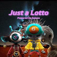 an advertisement for just a lotto shows two aliens standing next to each other
