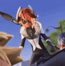a close up of a cartoon character holding a sword and a shield .