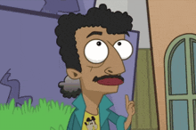 a cartoon man with a mickey mouse shirt on