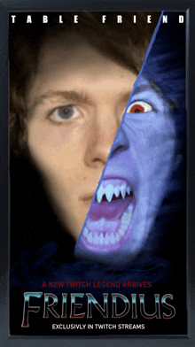 a movie poster for friendius shows a man and a vampire