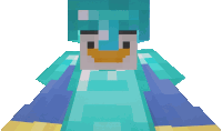 a minecraft penguin with a blue helmet on