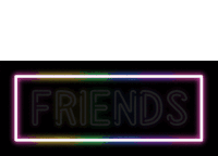 a neon sign that says friends in a square