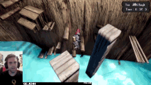 a man playing a video game with the words gejehh on the bottom left
