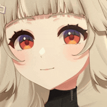 a close up of a girl 's face with a zipper on her shirt