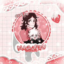 a sticker with a picture of a girl and a boy with the name nagiru on it