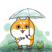 Husky And Shiba Raining Sticker - Husky And Shiba Raining Umbrella Stickers