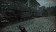 a screenshot of a video game shows a person holding a gun in a dark room