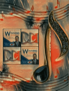 a painting of winning cigarettes with a music note in the foreground