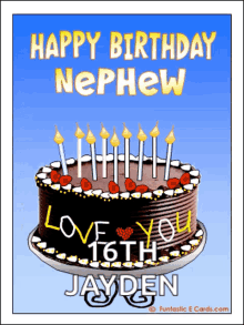 happy birthday nephew love you cake candle