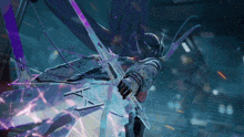 a video game character is holding a bow and arrow with the letter x on it
