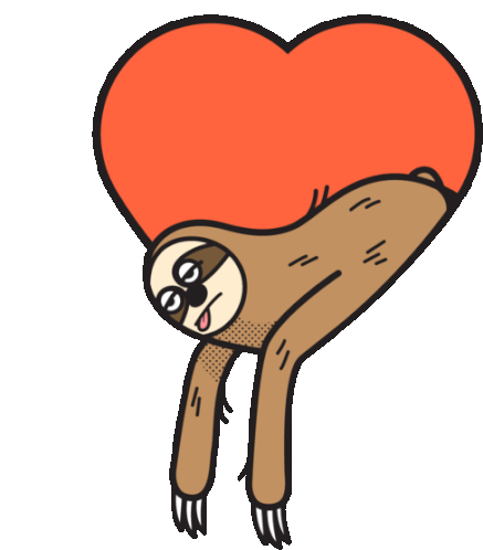 Lovesick Sloth Hanging Out Of Heart Sticker - Lethargic Bliss Love Tired Stickers