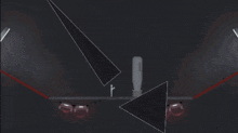 a computer generated image of a explosion with a triangle in the foreground
