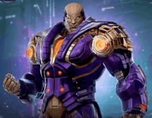 a man in a purple and gold suit is standing in front of a muglife.com website