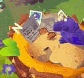 a cartoon drawing of a bird sitting in a nest