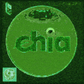 a green circle with the word chia in the center