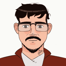 a drawing of a man with glasses and a tattoo that says a.k.