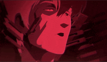 a close up of a cartoon character 's face with a red background