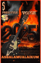 a poster for a freestyle voice showing a guitar